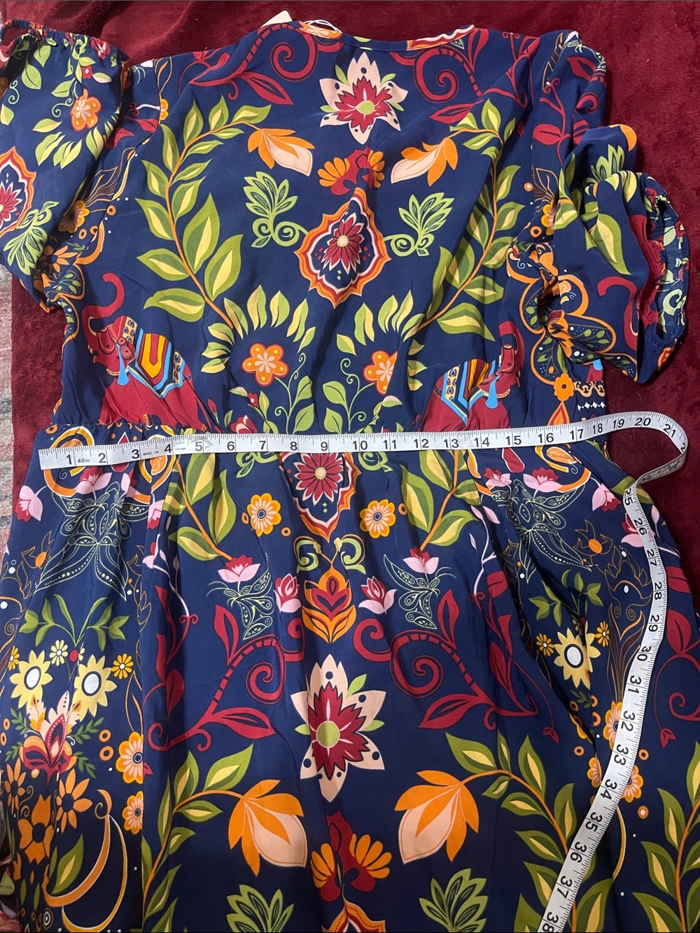 BloomChic Navy Floral V-Neck Dress with Multicolor Floral Print - Picture 10 of 10